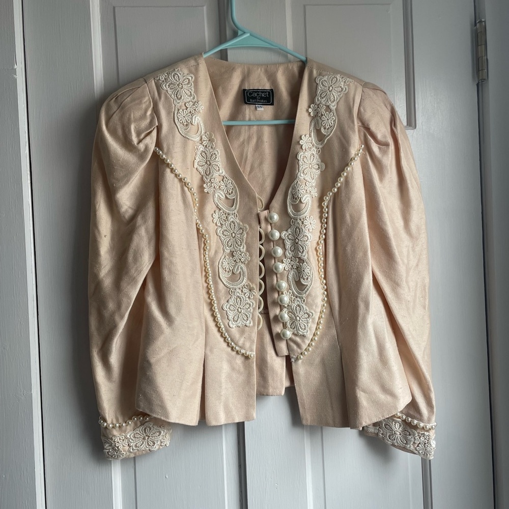 Cream Blazer and Skirt Set